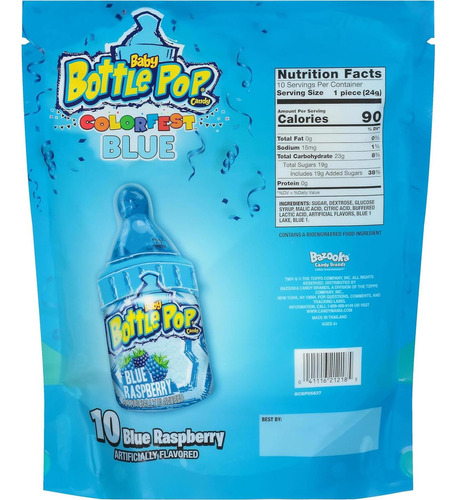 Chupetines Baby Bottle Pop Colorfest Azul 10 Unidades
