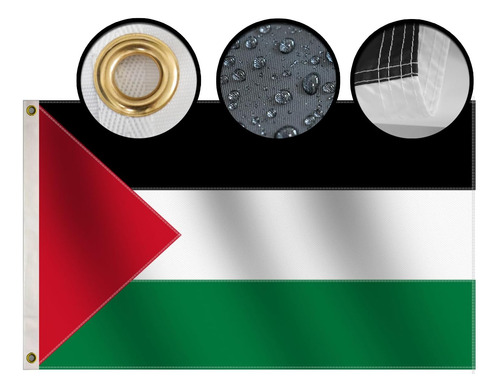 Bandera De Palestina Resistente De 3 X 5 Pies, Nailon Oxford