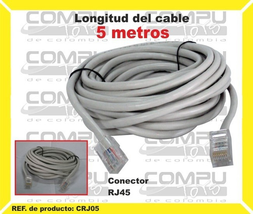 Cable De Red Utp Categoría 5e 5mt Ref: Crj05 Computoys Sas