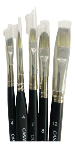 Set De Pinceles Casan Mango Negro X 5