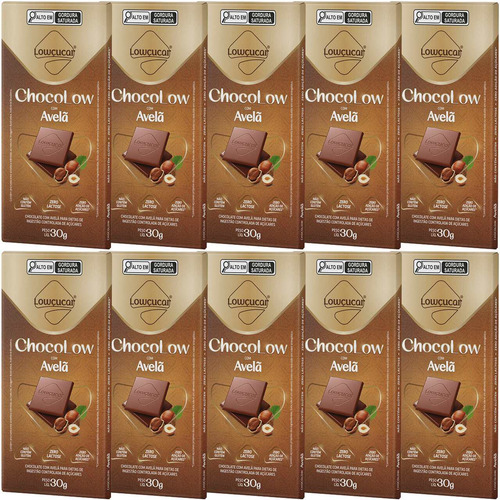 Chocolate Chocolow Com Avelã Zero Lactose 30g Kit Com 10