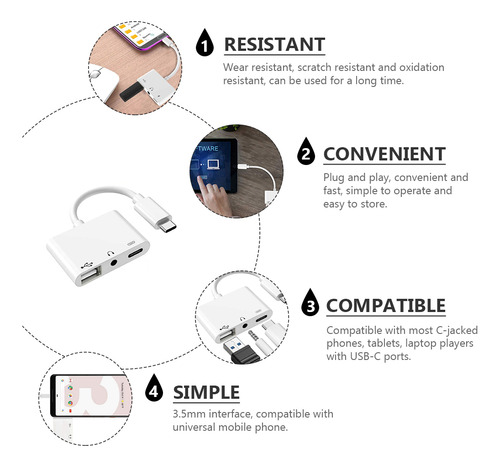 Adaptador De Fone De Ouvido Tipo C Conversor De Fone De Ouvi
