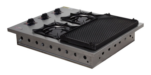 Imagem 5 de 10 de Fogão 2 Bocas Alvenaria Embutir Cooktop Inox Chapa Itajobi