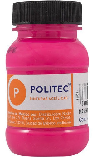 Pintura Acrilica Fluorescente Politec Magenta 100 Ml