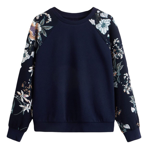 Cozyease Sudadera Manga Raglan Estampado Floral Para Niña