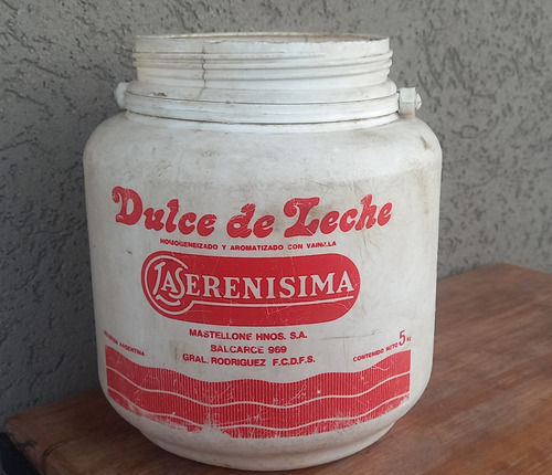 Antiguo Frasco Plastico Dulce De Leche La Serenisima 5kg. (Usado)