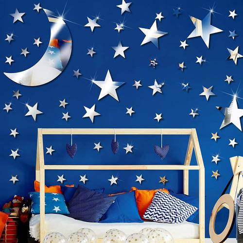 Pegatinas De Pared Zonan, Espejo, Estrellas Y Luna, X61u