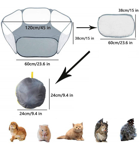 Imagen 4 de 12 de Jaula De Corral Para Mascotas Pequeña Plegable De 4 Piezas
