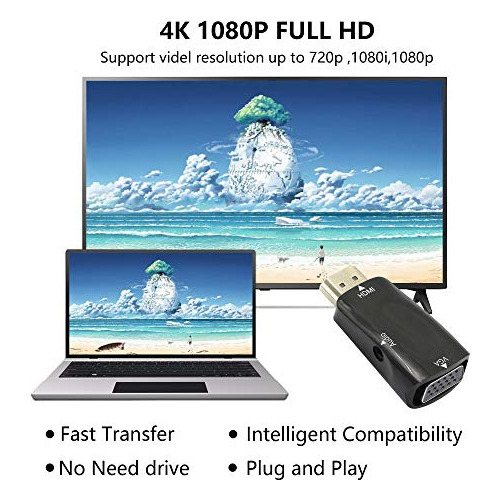 Adaptador Hdmi A Vga Yacsejao, Conector Hdmi Macho A Vga
