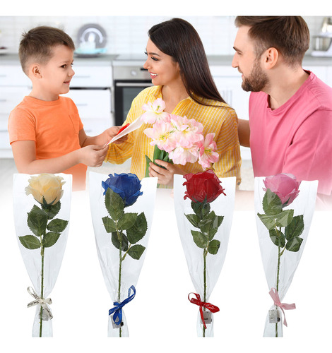 Luz Led De Rosa Artificial Iluminando Flores De Rosas