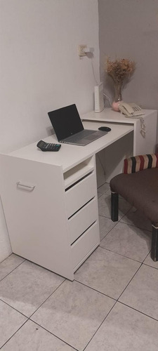 Escritorio Mesa Plegable, Con 3 Cajones El Mas Lindo Blanco