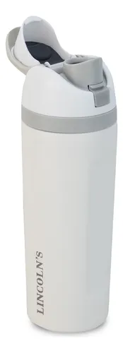 Botella Acero Inox Tapa Con Botón De Bloqueo 600 Ml Lincolns Color Blanco