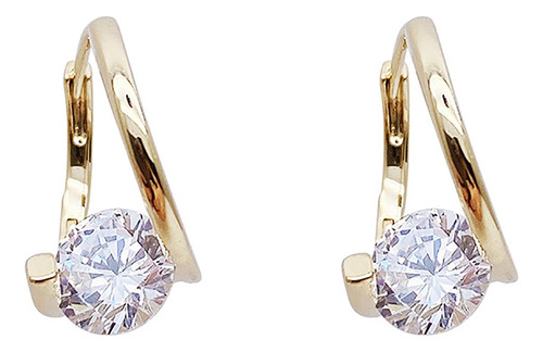 Pendientes En Forma De R Con Tachuelas Redondas De Diamante,
