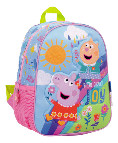 Mochila De Espalda Peppa Pig Con Brillos 12puLG Ideal Jardin Color Rosa Chicle Diseño De La Tela Estampa