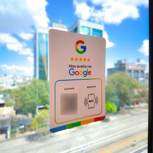 Placa Google Avaliação Com Chip Nfc E Qr Code Kit Com 3
