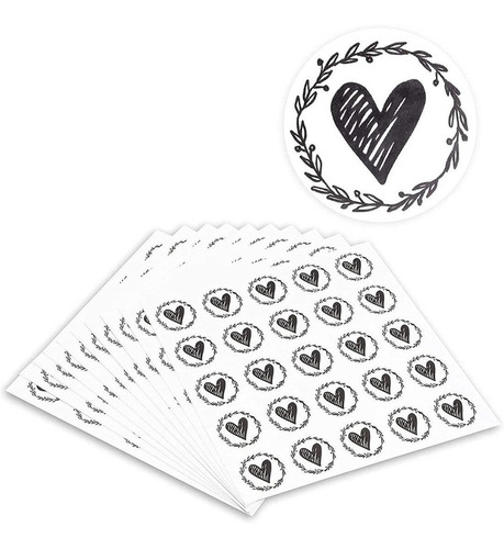 Hoja Con 250 Stickers Pegatinas De Corazón Para Sobres