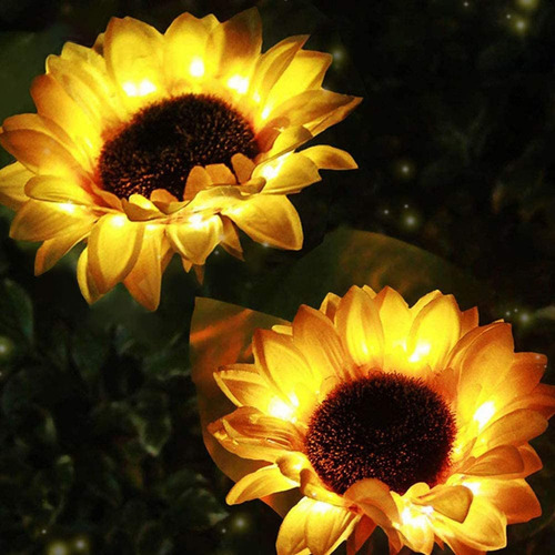 Luz Led N Solar Power Con Forma De Girasol Para Exteriores,