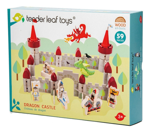 Castillo Del Dragón Tender Leaf Toys De Madera 59 Pzas Febo