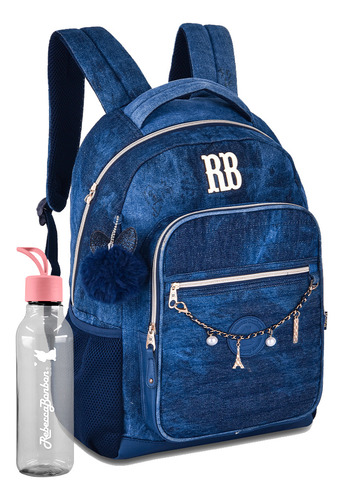 Mochila Escolar Jeans Squeeze 700ml Rb Meninas Desenho Do Tecido Lisa