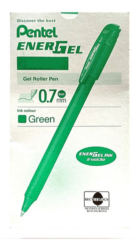 Roller Energel Lapiz Gel Pentel Makkuro 0,7mm Verde - 12uni