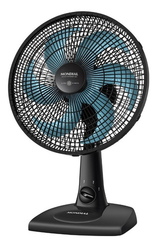 Ventilador de mesa Mondial V-81-6P-AP turbo preto com 6 pás cor  azul, 30 cm de diâmetro 220 V