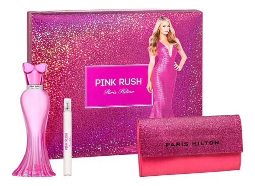 Estuche Perfume 3 Piezas Pink Rush Paris Hilton Original