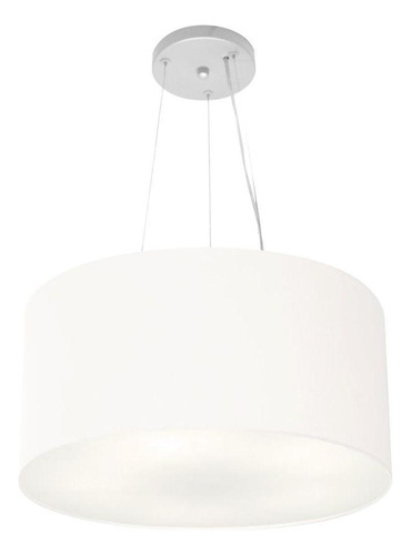 Lustre Pendente Cilíndrico Md-4185 Cúpula em Tecido 45x21cm Branco - Bivolt