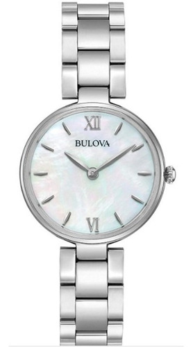Reloj Bulova 96l229 de plata cepillada en tono. Color de fondo: blanco perlado