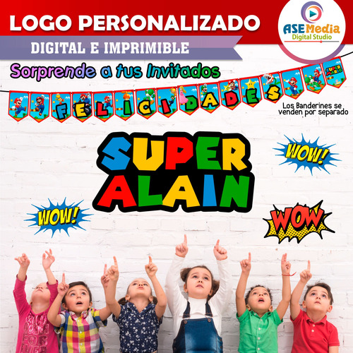 Logo Digital Mario Bros Personalizado Con Tu Nombre