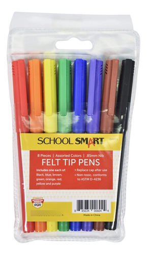 School Smart Boligrafo Punta Fieltro Fina Color Surtido 8