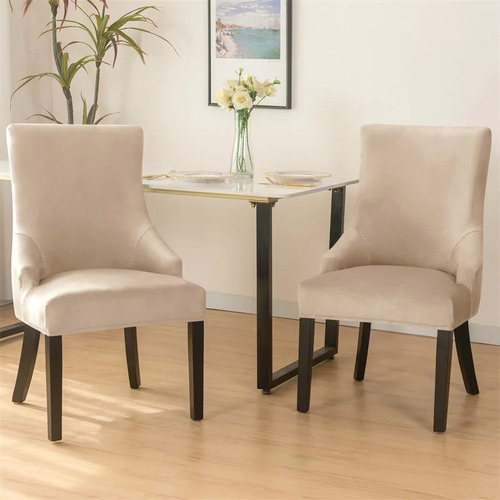 Funda De Silla De Comedor Lavable De Color Liso, Elástica, D
