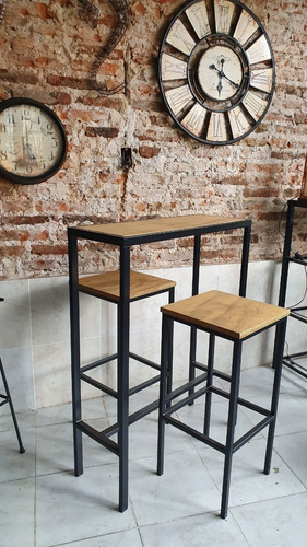Imagen 10 de 10 de Mesa Barra Desayunador 80x30x105cm + 2 Taburetes 30x30 Bar