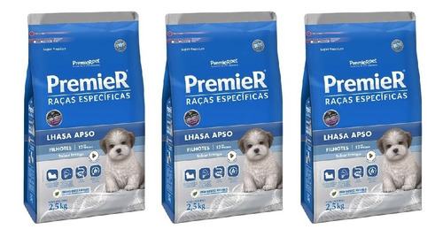 Ração Premier Lhasa Apso Filhotes 2,5kg Kit 3 Unidades