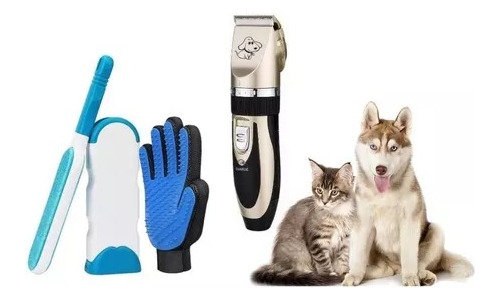 Kit Mascota Máquina Rasuradora, Cepillo Y Guante Quita Pelos