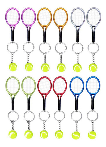 Llavero Con Forma De Mini Raqueta De Tenis, 12 Unidades, Mod
