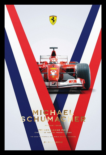 Ferrari F2002 Schumacher Francia Cuadro Enmarcado 45x30cm