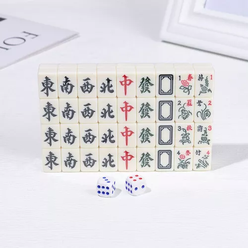 Juego de cartas de póker de conjunto de Mahjong portátil, Mini