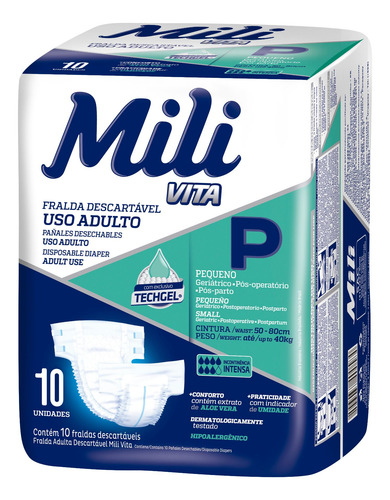 Fralda Adulto Mili Vita P 10 Unidades