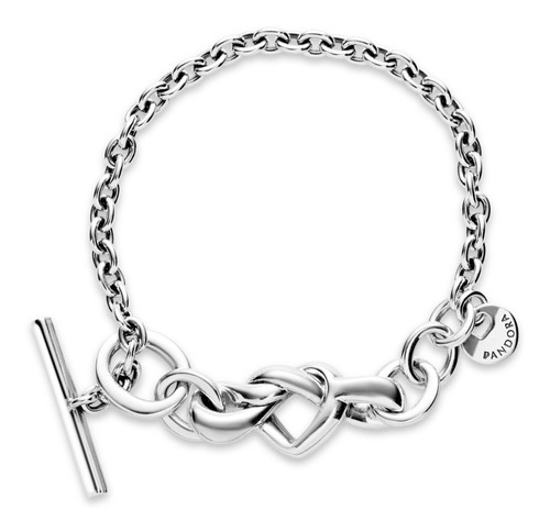 Pulsera Pandora Original  Barra T Corazón Anudado