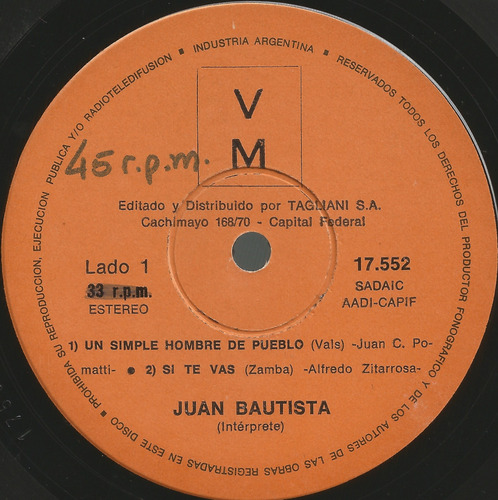 Juan Bautista / Un Simple Hombre De Pueblo + 3 - Ep 7 Vinilo