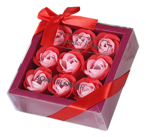 Jabón Perfumado Con Forma De Rosa, Caja De Regalo Rojo