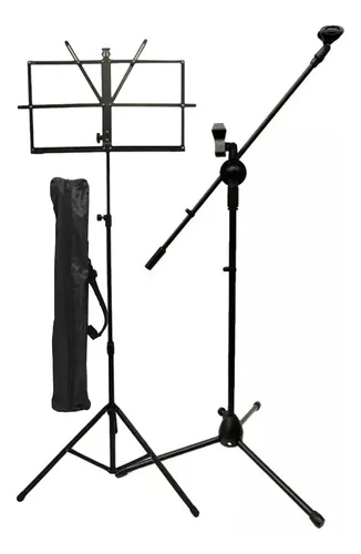 comprar Pie De Micrófono + Atril Metalico Con Funda
