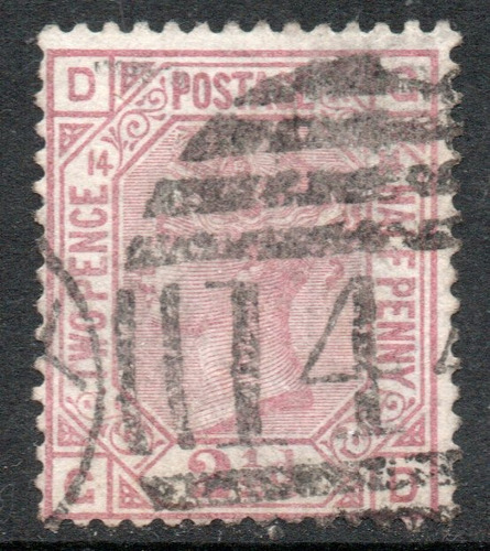 Reino Unido Sello X 2½p Usado Reina Victoria P. 14 Año 1875 