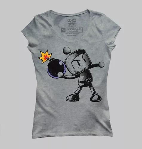 Camiseta Camisa Feminina Babylook Bomberman Game Classico