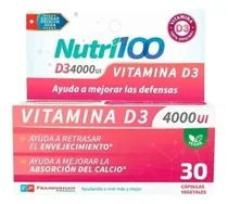 Comprar Nutri100 Vitamina D3 4000 Ui X 30 Cáps Sistema Inmune