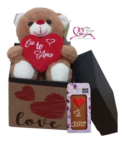 Kit Declaração De Amor Mãe, Namorada, Esposa ,te Amo + Urso