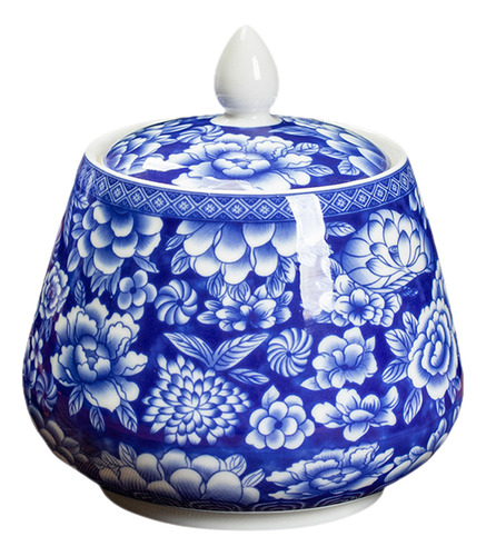 Tarro De Almacenamiento De Porcelana Azul Y Blanca Para Deco