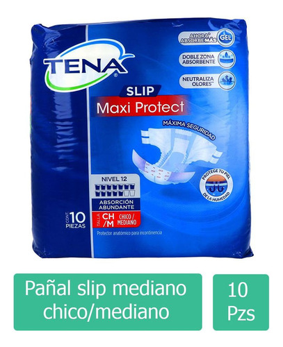 Tena Pañal Slip Mediano Talla 28-44 Empaque Con 10 Pañales