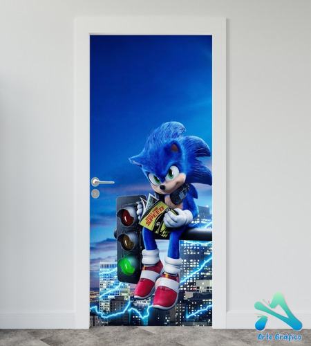 Vinilo Autoadhesivo Pared Puerta Sonic The Hedgehog