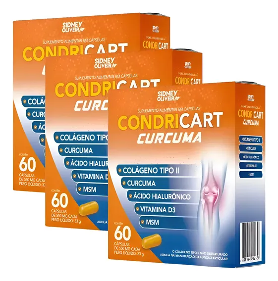 Kit Condricart Cúrcuma C/ 180 Cápsulas Sidney Oliveira Sem Sabor